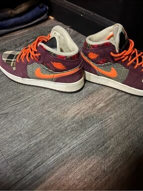 Nike Kids Maroon and Orange High-Top Sneakers
